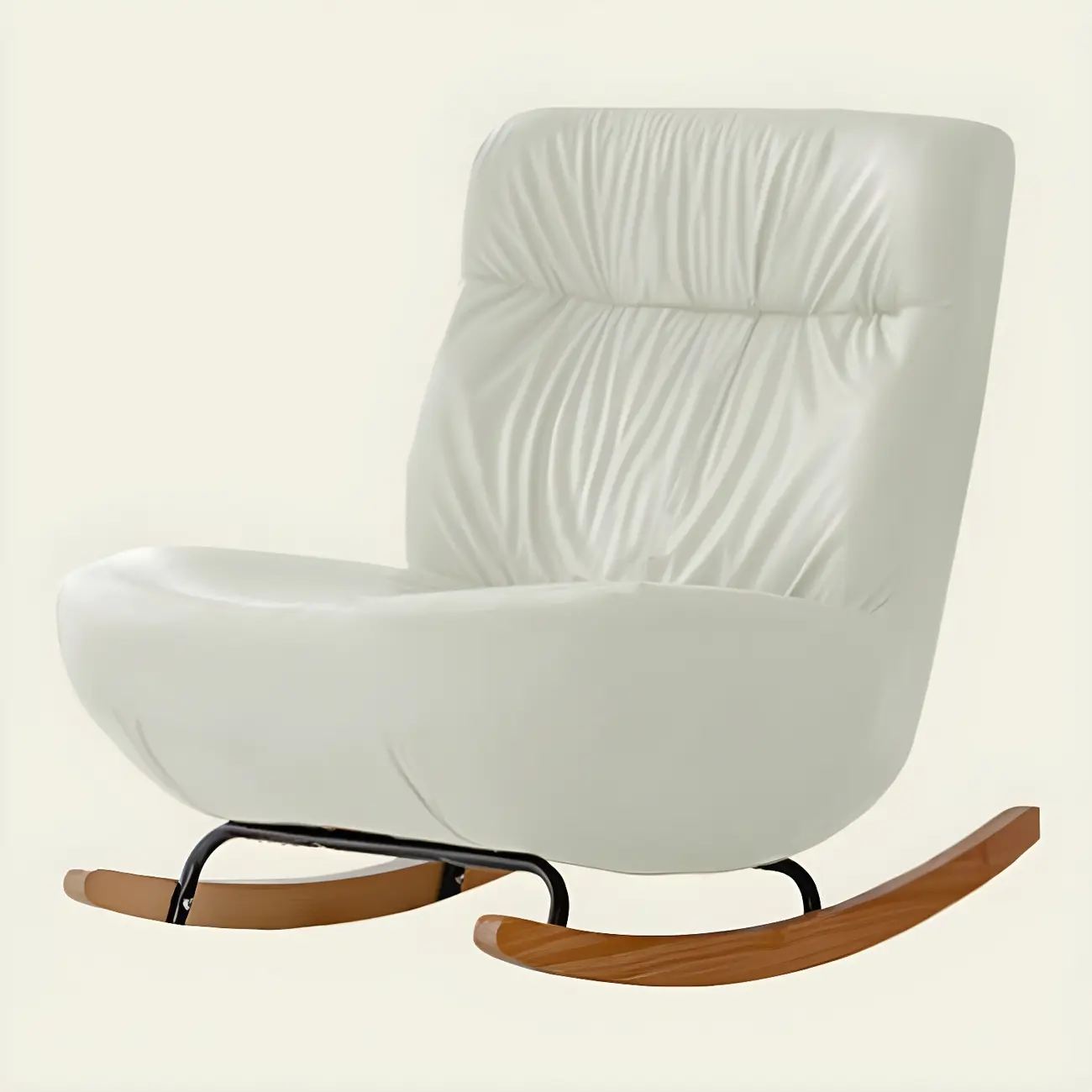 Faux Leather Upholstered Rocking Chair with Optional Ottoman Image - 3 | homeyfad