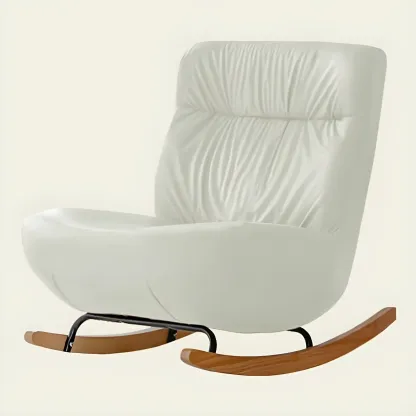 Faux Leather Upholstered Rocking Chair with Optional Ottoman Image - 3