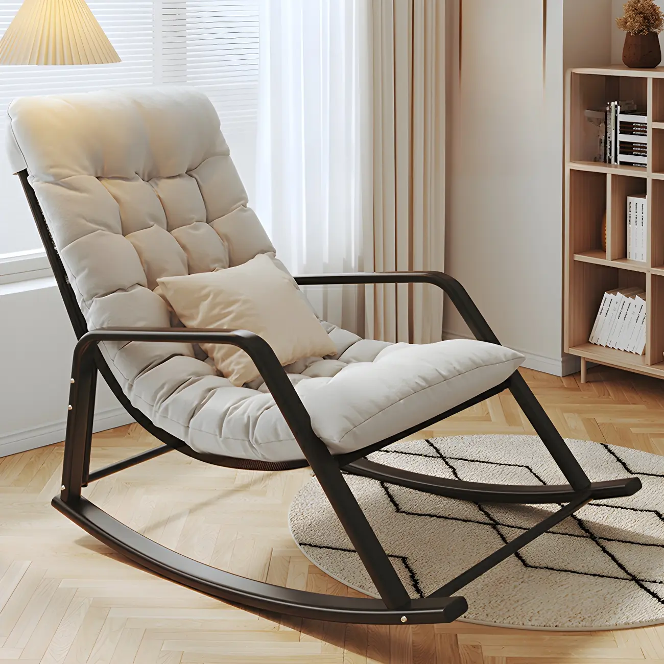 Modern Indoor Oversized Upholstered Rocking Chair Image - 3 | homeyfad