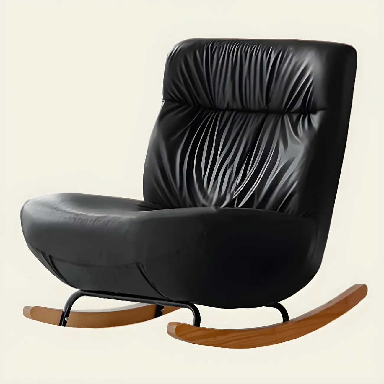 Faux Leather Upholstered Rocking Chair with Optional Ottoman Image - 5