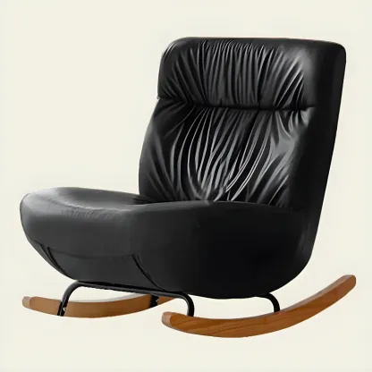 Faux Leather Upholstered Rocking Chair with Optional Ottoman Image - 5