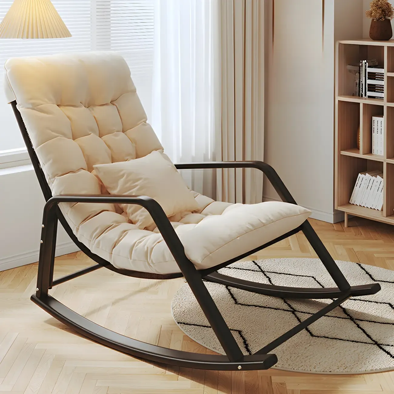 Modern Indoor Oversized Upholstered Rocking Chair Image - 4