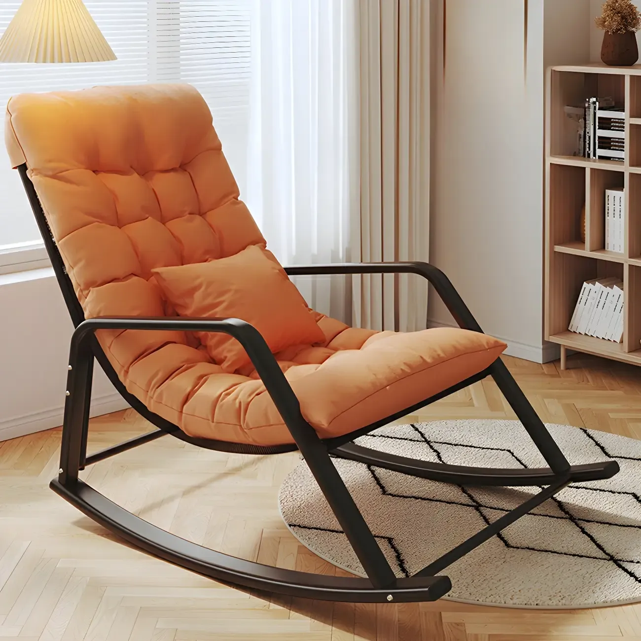 Modern Indoor Oversized Upholstered Rocking Chair Image - 10
