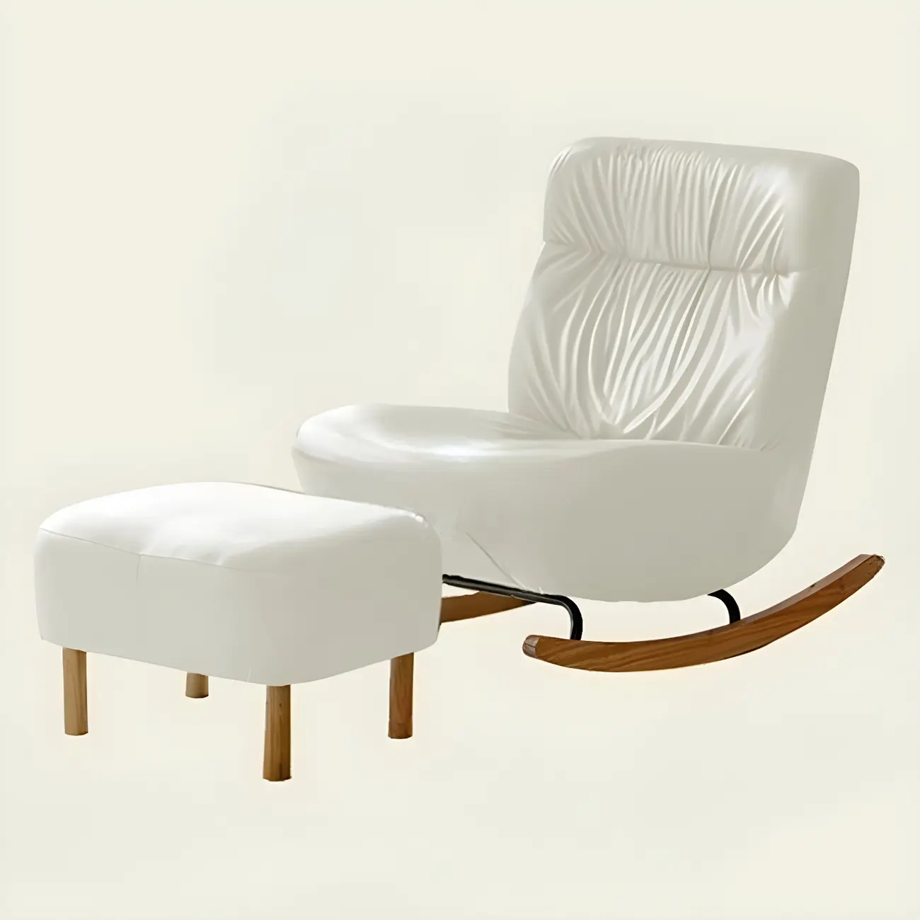 Faux Leather Upholstered Rocking Chair with Optional Ottoman Image - 9 | homeyfad