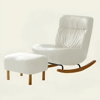 Faux Leather Upholstered Rocking Chair with Optional Ottoman Image - 9