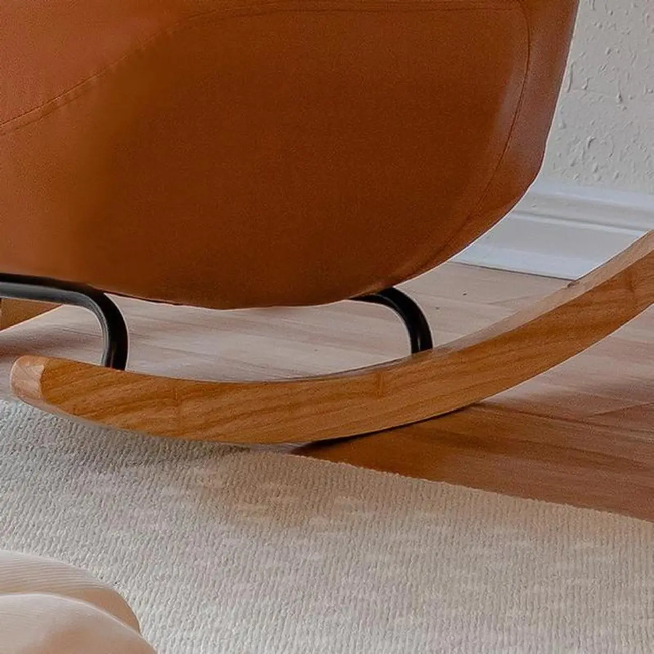 Faux Leather Upholstered Rocking Chair with Optional Ottoman Image - 10 | homeyfad