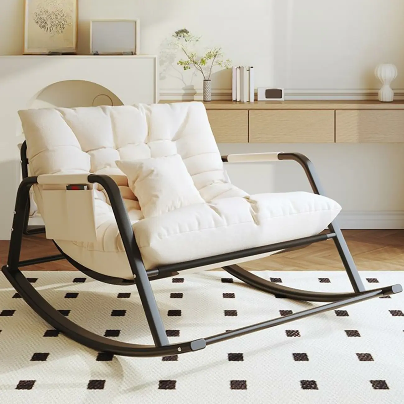 Modern Indoor Oversized Upholstered Rocking Chair Image - 5 | homeyfad