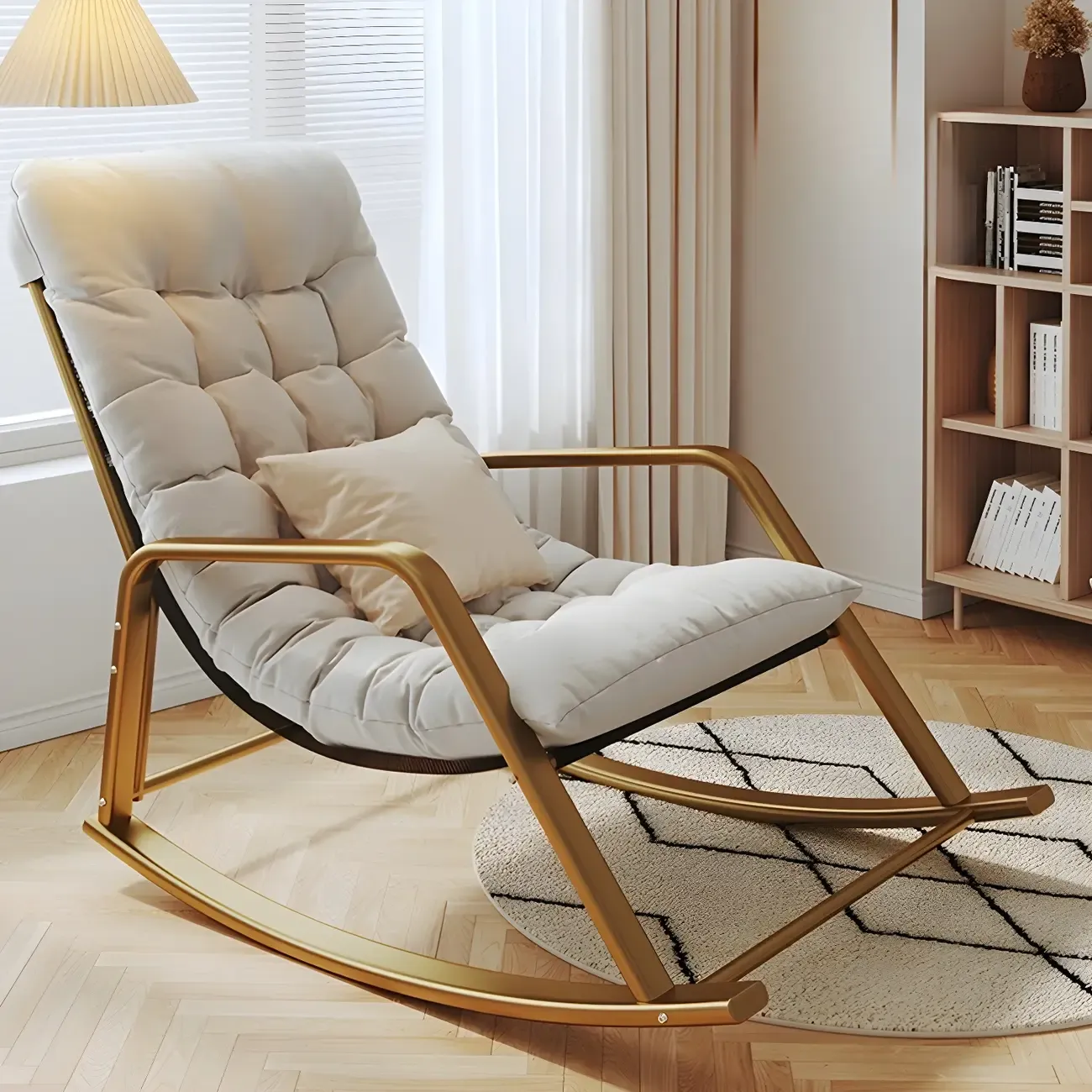 Modern Indoor Oversized Upholstered Rocking Chair Image - 12