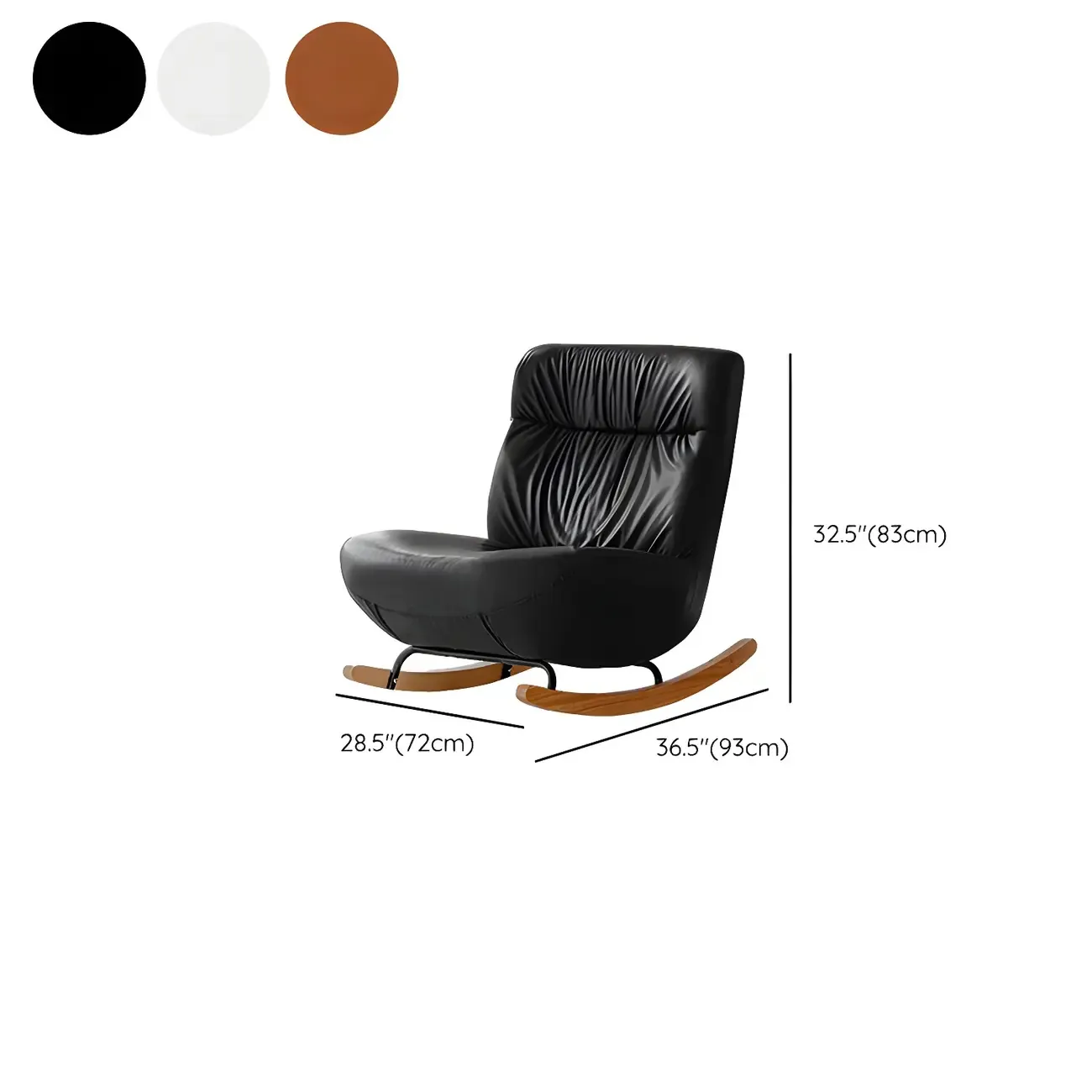 Faux Leather Upholstered Rocking Chair with Optional Ottoman #size