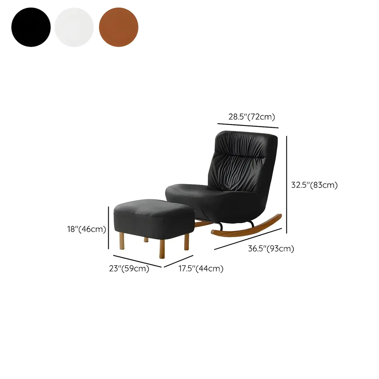 Faux Leather Upholstered Rocking Chair with Optional Ottoman Image - 15