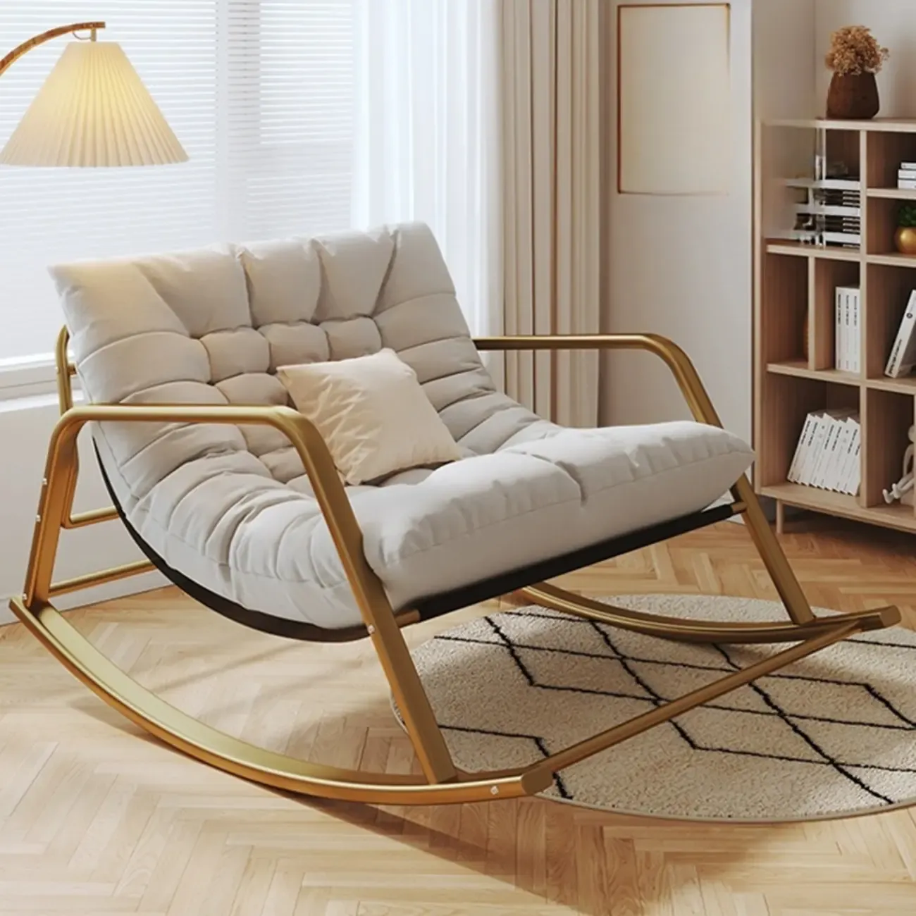Modern Indoor Oversized Upholstered Rocking Chair Image - 6