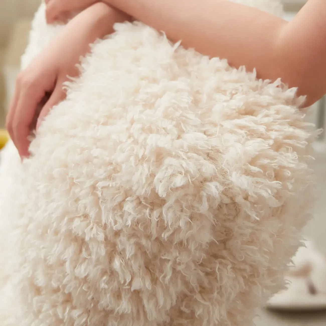 Modern Cotton Upholstered Metal Rocking Chair in White Image - 9