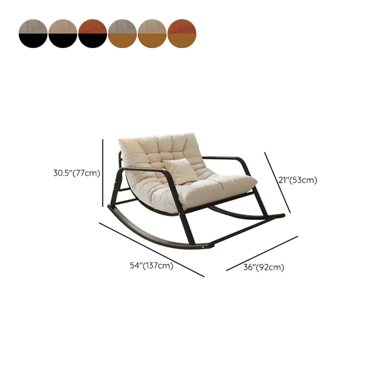 Modern Indoor Oversized Upholstered Rocking Chair #size