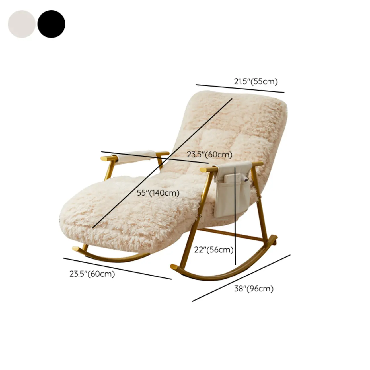 Modern Cotton Upholstered Metal Rocking Chair in White #size | homeyfad