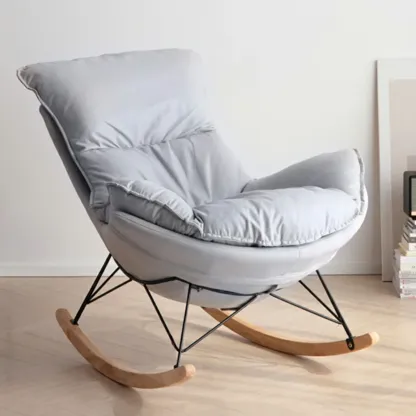 Mid Century Modern Upholstered Rocking Chair with Ottoman Image - 4