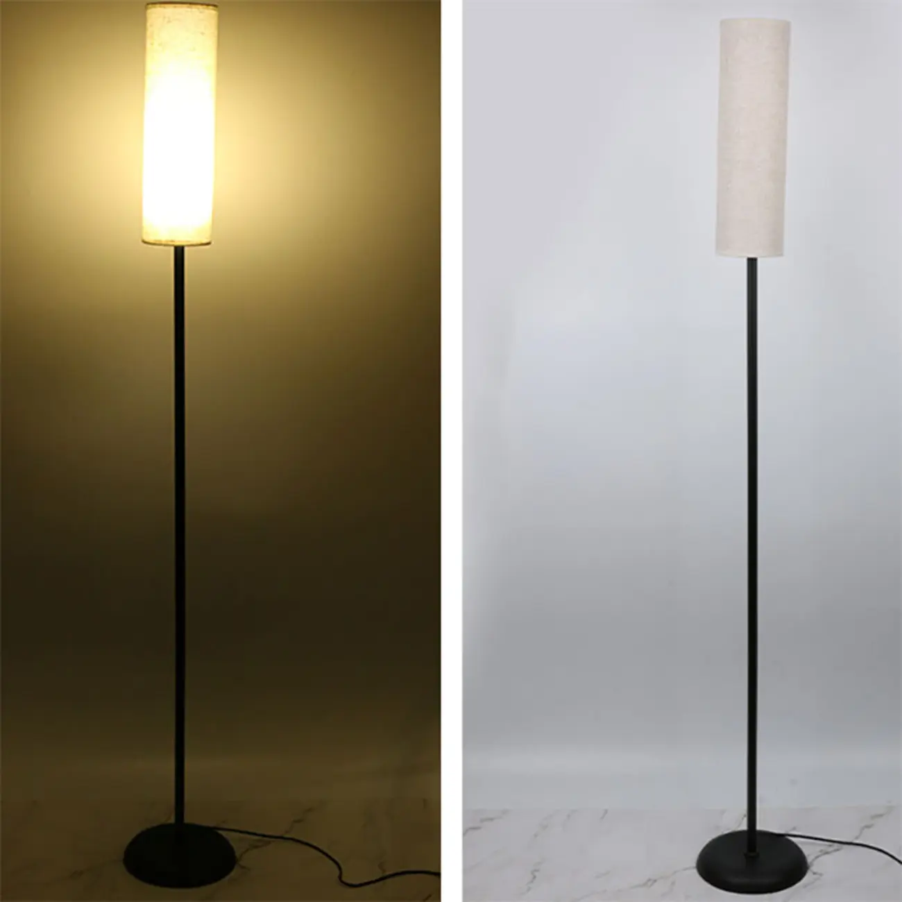Modern Floor Lamp with Geometric Fabric Shade for Bedroom Image - 7 | homeyfad