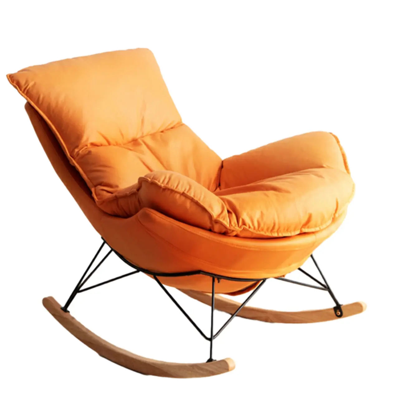 Mid Century Modern Upholstered Rocking Chair with Ottoman Image - 10 | homeyfad