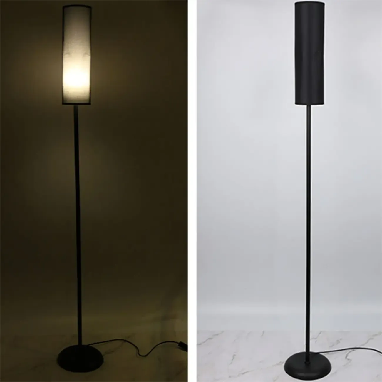 Modern Floor Lamp with Geometric Fabric Shade for Bedroom Image - 8