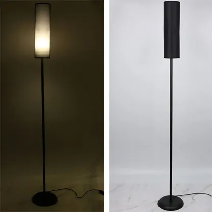 Modern Floor Lamp with Geometric Fabric Shade for Bedroom Image - 8