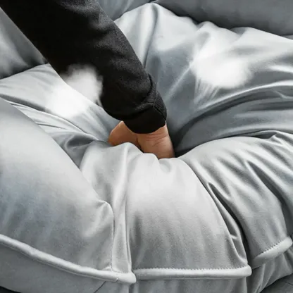 Mid Century Modern Upholstered Rocking Chair with Ottoman Image - 14