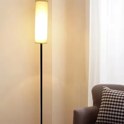 Modern Floor Lamp with Geometric Fabric Shade for Bedroom Image - 14