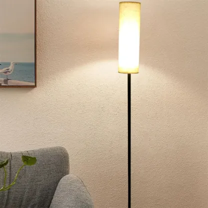 Modern Floor Lamp with Geometric Fabric Shade for Bedroom Image - 15