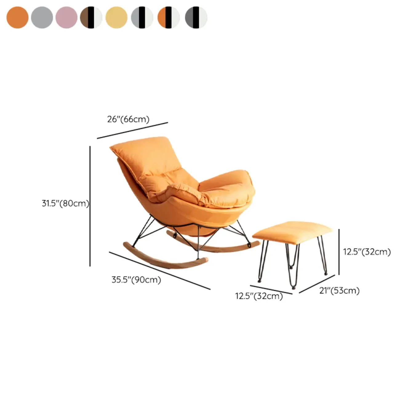 Mid Century Modern Upholstered Rocking Chair with Ottoman Image - 29