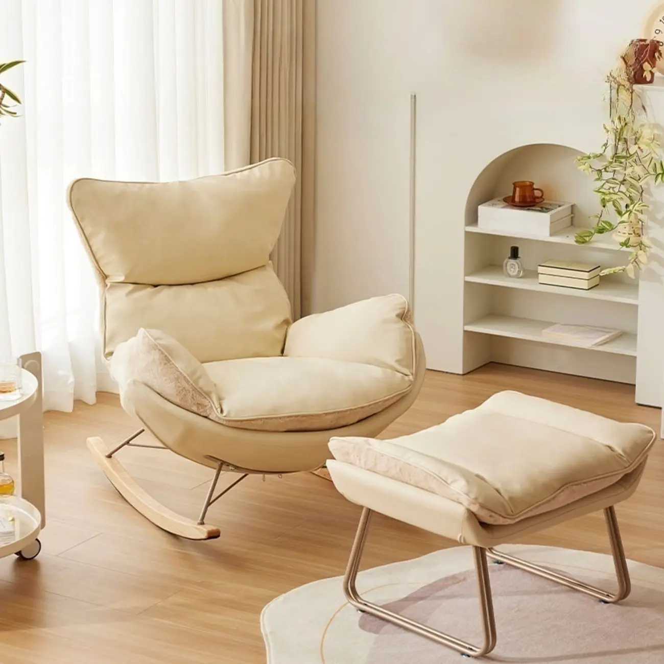 Upholstered Rocking Chair with Optional Ottoman for Living Room Image - 2 | homeyfad