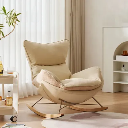 Upholstered Rocking Chair with Optional Ottoman for Living Room Image - 3