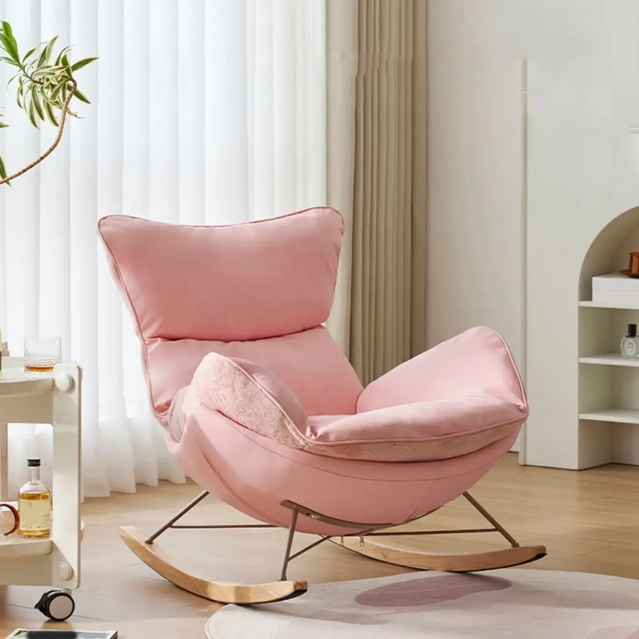 Upholstered Rocking Chair with Optional Ottoman for Living Room Image - 4