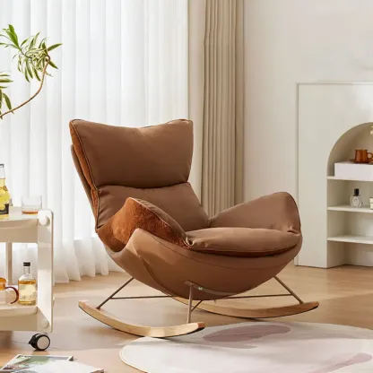 Upholstered Rocking Chair with Optional Ottoman for Living Room Image - 5