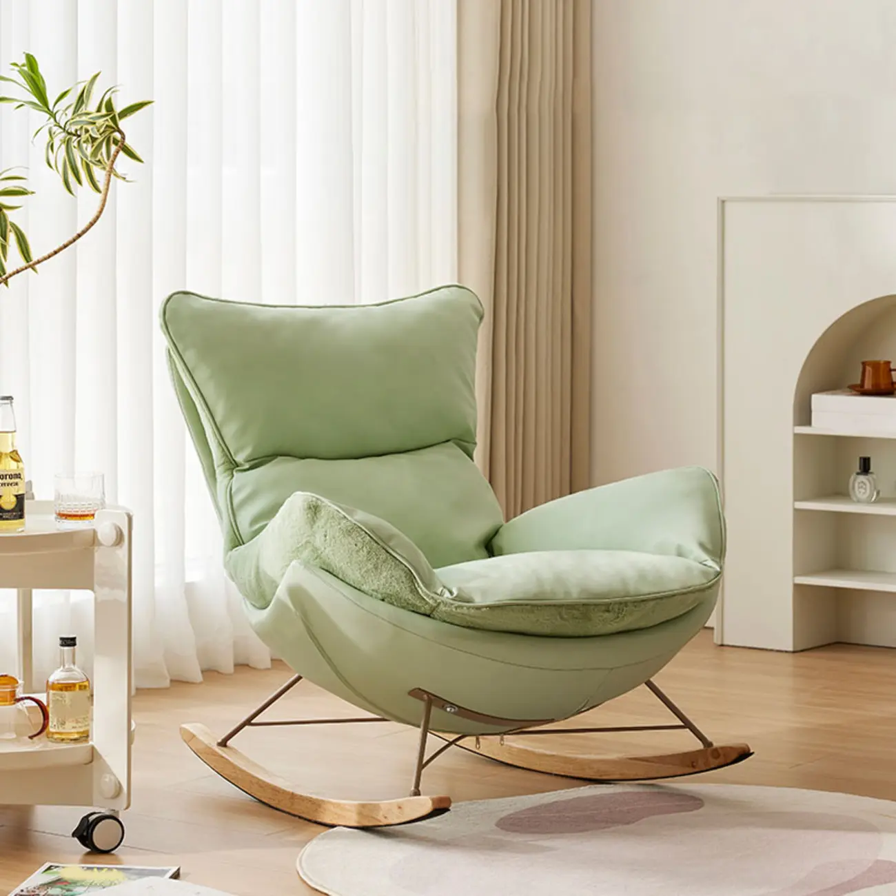 Upholstered Rocking Chair with Optional Ottoman for Living Room Image - 7 | homeyfad