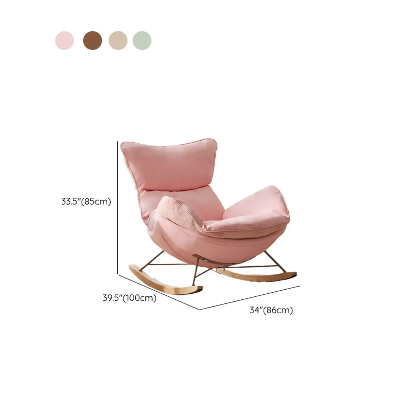 Upholstered Rocking Chair with Optional Ottoman for Living Room #size