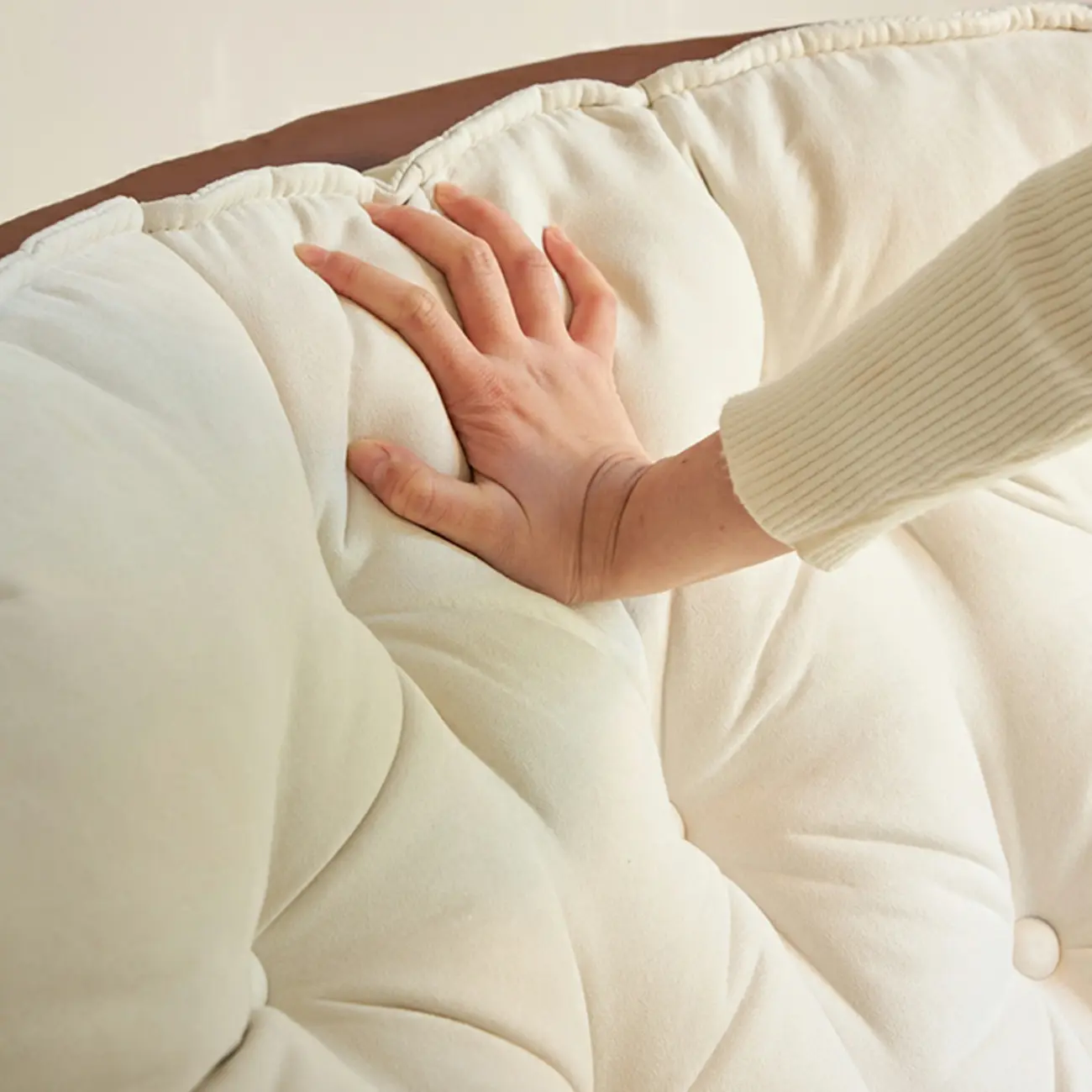 Creamy Upholstered Rocking Chair with Ottoman for Living Room Image - 8 | homeyfad