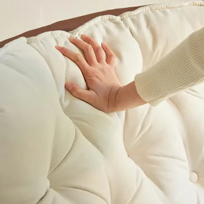 Creamy Upholstered Rocking Chair with Ottoman for Living Room Image - 8