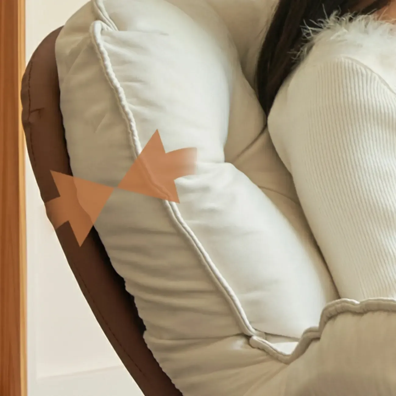 Creamy Upholstered Rocking Chair with Ottoman for Living Room Image - 14