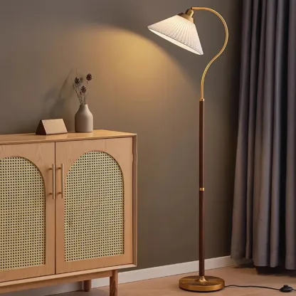 Modern Floor Lamp with Pleated Shade for Living Room Image - 4