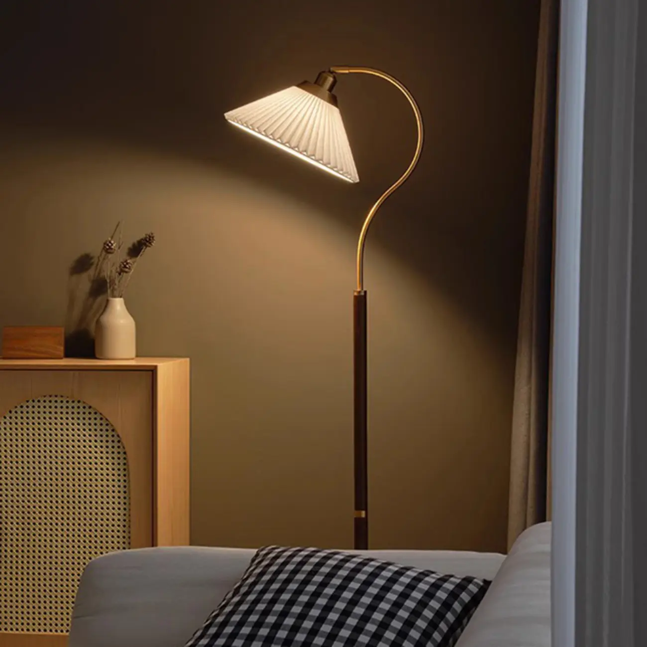 Modern Floor Lamp with Pleated Shade for Living Room Image - 13 | homeyfad