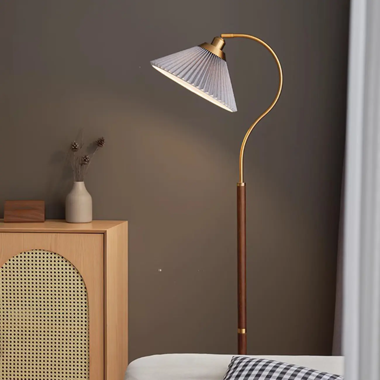 Modern Floor Lamp with Pleated Shade for Living Room Image - 14 | homeyfad