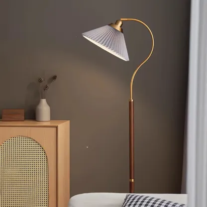 Modern Floor Lamp with Pleated Shade for Living Room Image - 14