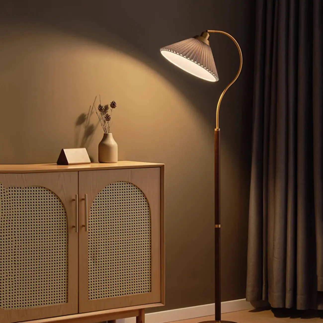 Modern Floor Lamp with Pleated Shade for Living Room Image - 15 | homeyfad