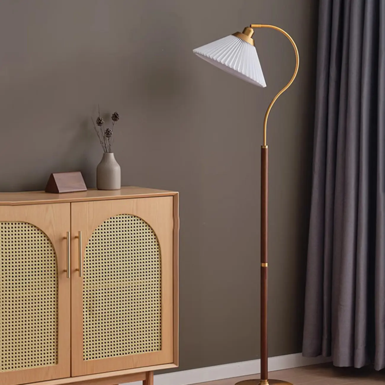 Modern Floor Lamp with Pleated Shade for Living Room Image - 16 | homeyfad