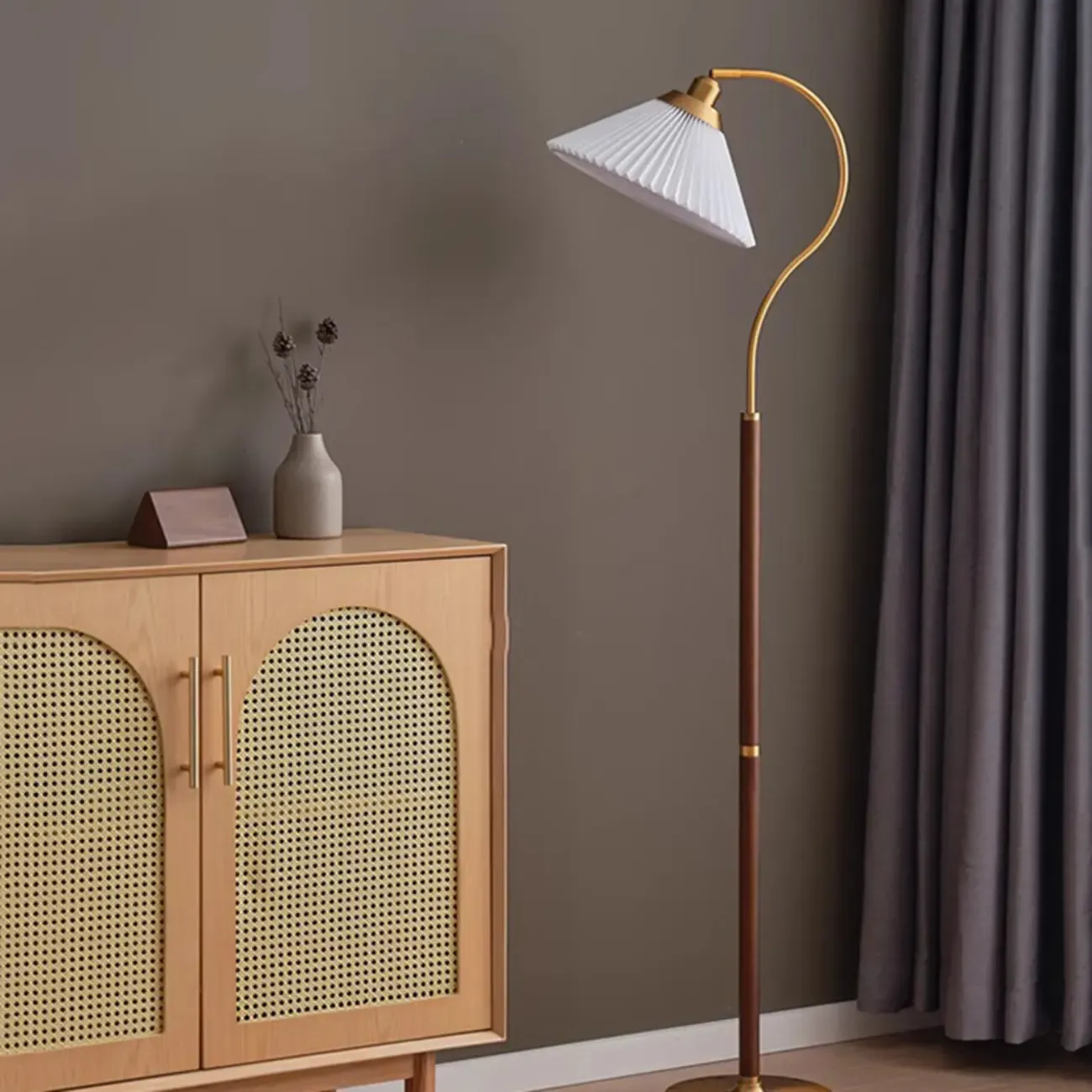 Modern Floor Lamp with Pleated Shade for Living Room Image - 16