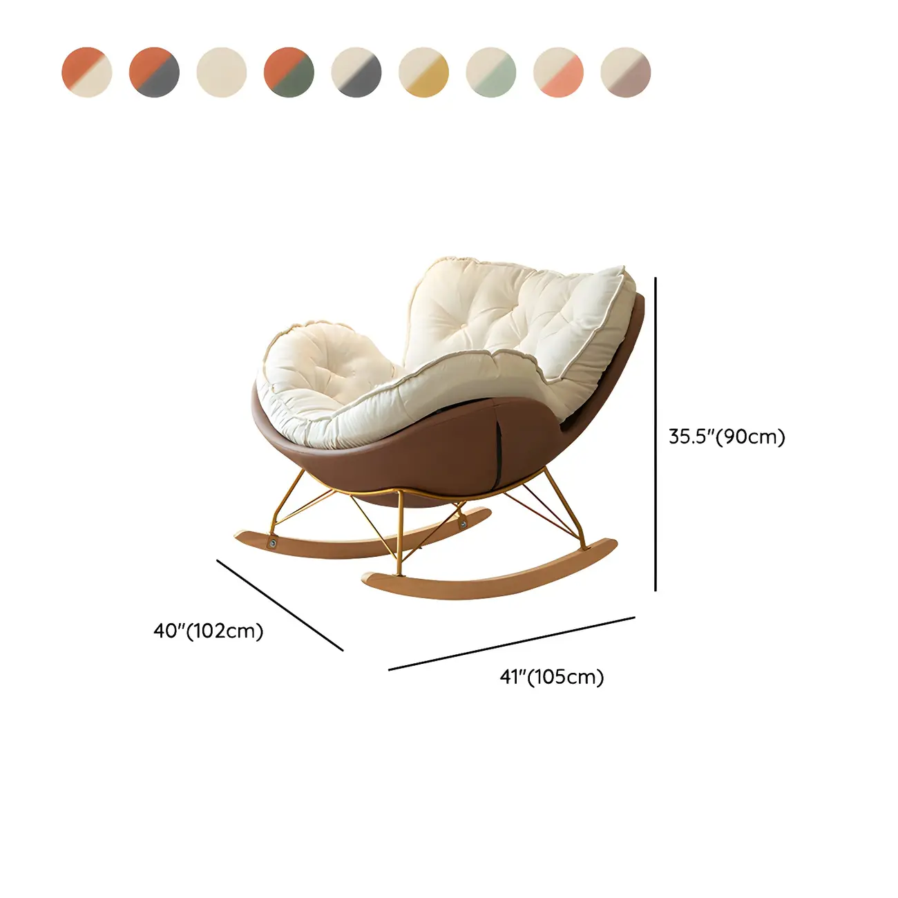 Creamy Upholstered Rocking Chair with Ottoman for Living Room #size | homeyfad