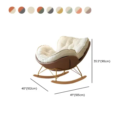 Creamy Upholstered Rocking Chair with Ottoman for Living Room #size