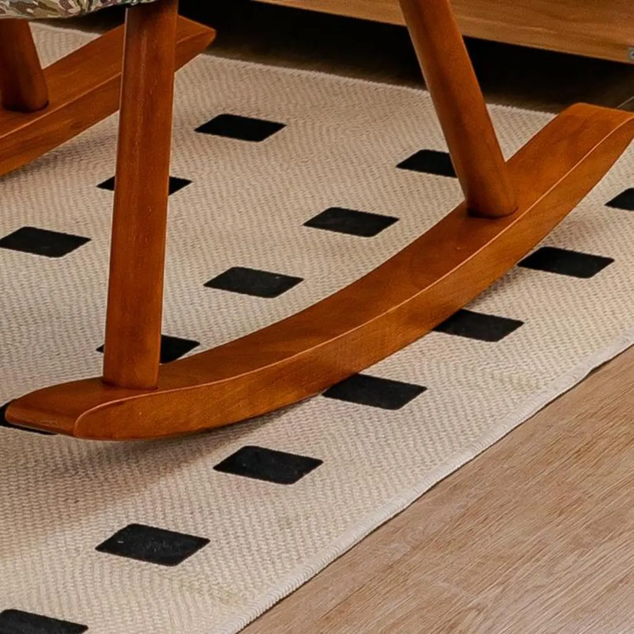 Rustic Upholstered Wood Rocking Chair with Pillow for Living Room Image - 11 | homeyfad