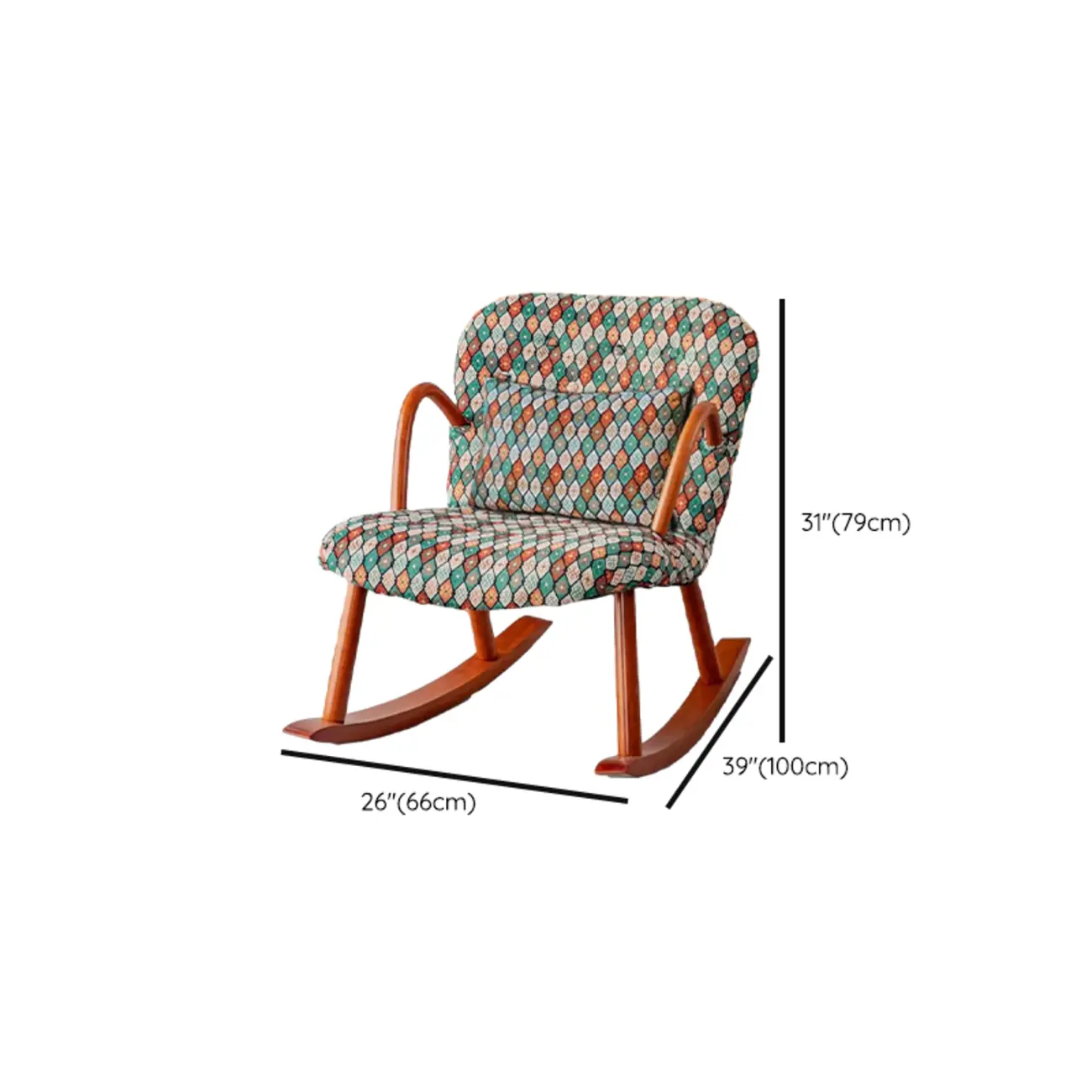 Rustic Upholstered Wood Rocking Chair with Pillow for Living Room Image - 16 | homeyfad