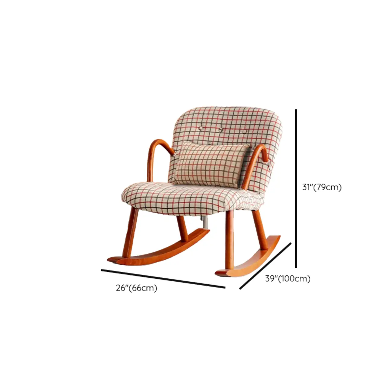 Rustic Upholstered Wood Rocking Chair with Pillow for Living Room Image - 18 | homeyfad