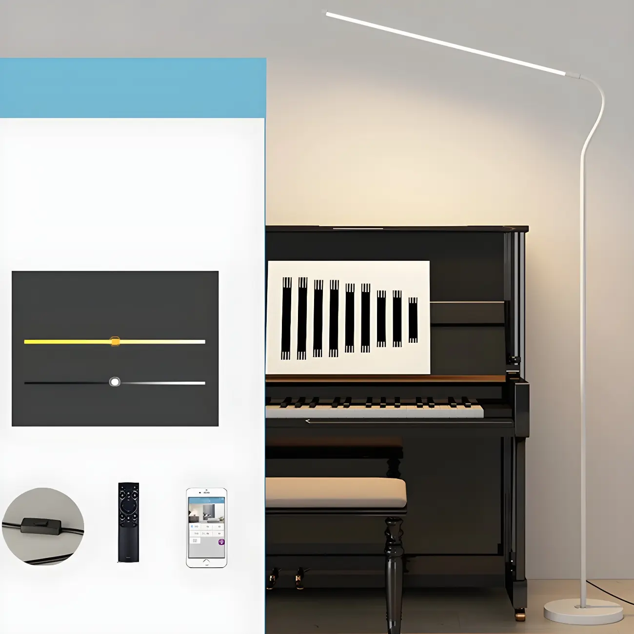 Dimmable Floor Lamp with Remote and  3 Color Temperatures Image - 2 | homeyfad