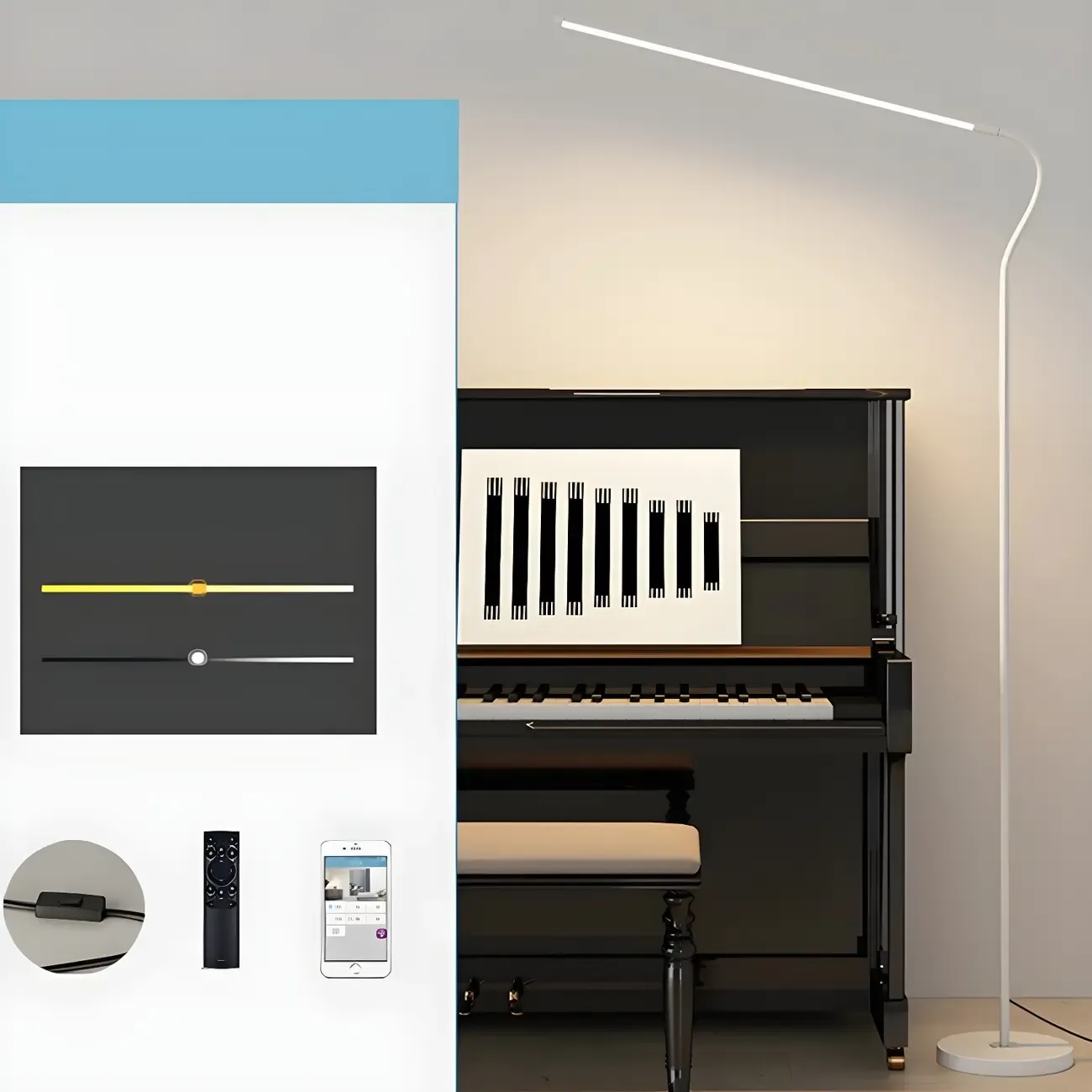 Dimmable Floor Lamp with Remote and 3 Color Temperatures Image - 2